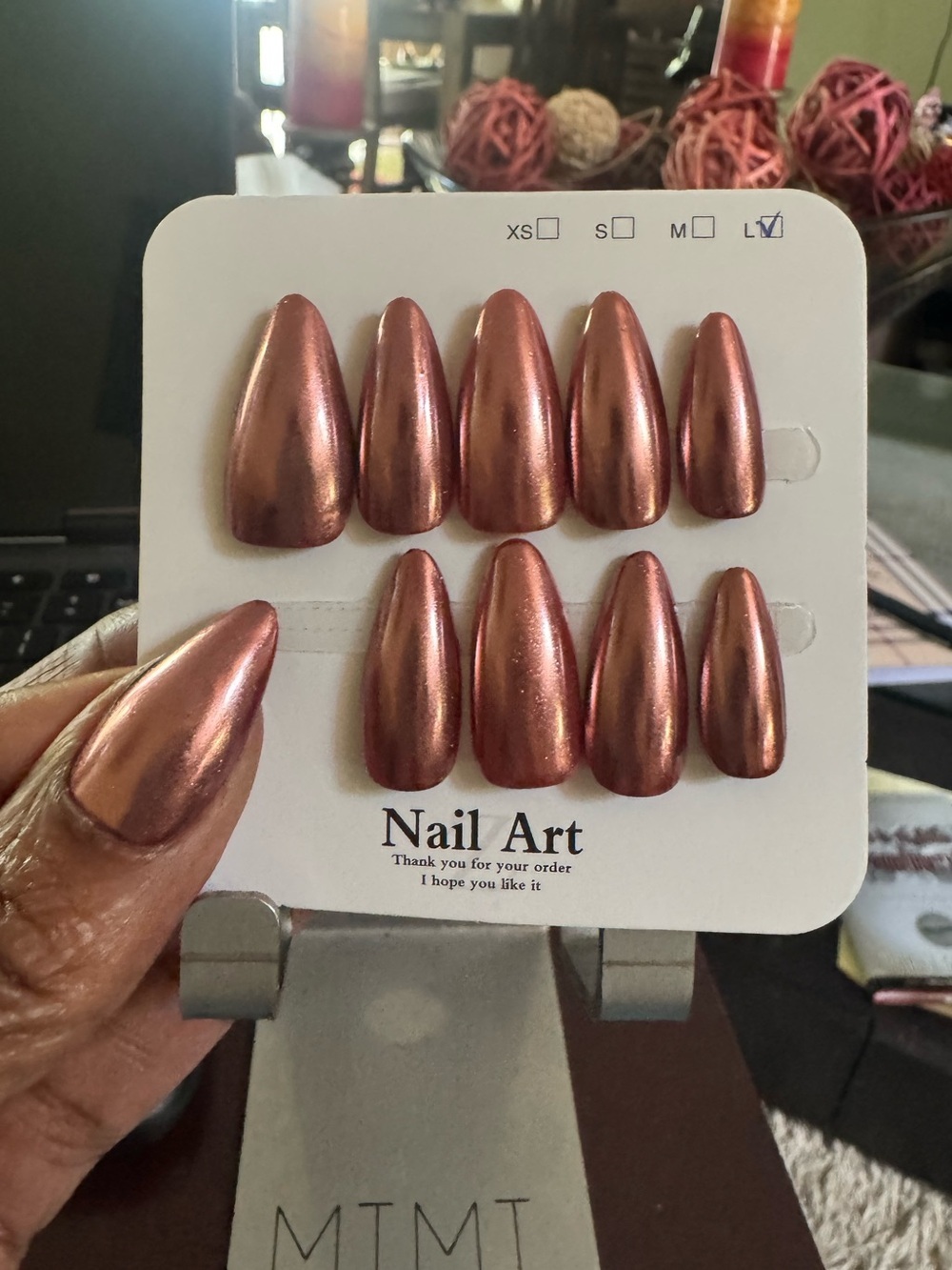 Chrome Copper Press-On Nails (Medium Almond Shape)